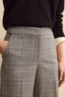 Pantalone Check a Palazzo in Misto Lana - GALLES GRIGIO