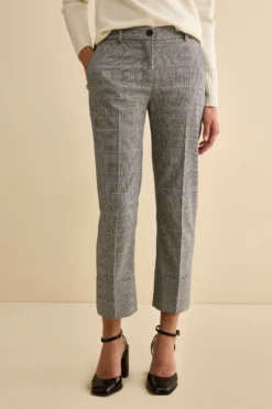 Pantalone Check a Sigaretta con Risvolto - GALLES GRIGIO