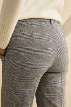 Pantalone Check a Sigaretta con Risvolto - GALLES GRIGIO