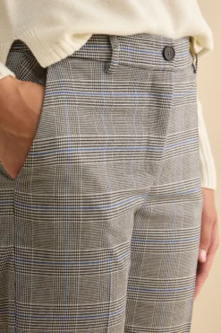 Pantalone Check a Sigaretta con Risvolto - GALLES GRIGIO