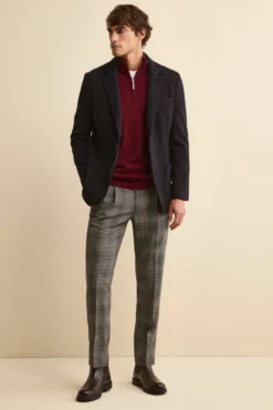 Pantalone Check in Lana con Pinces e Risvolto - GALLES MARRONE