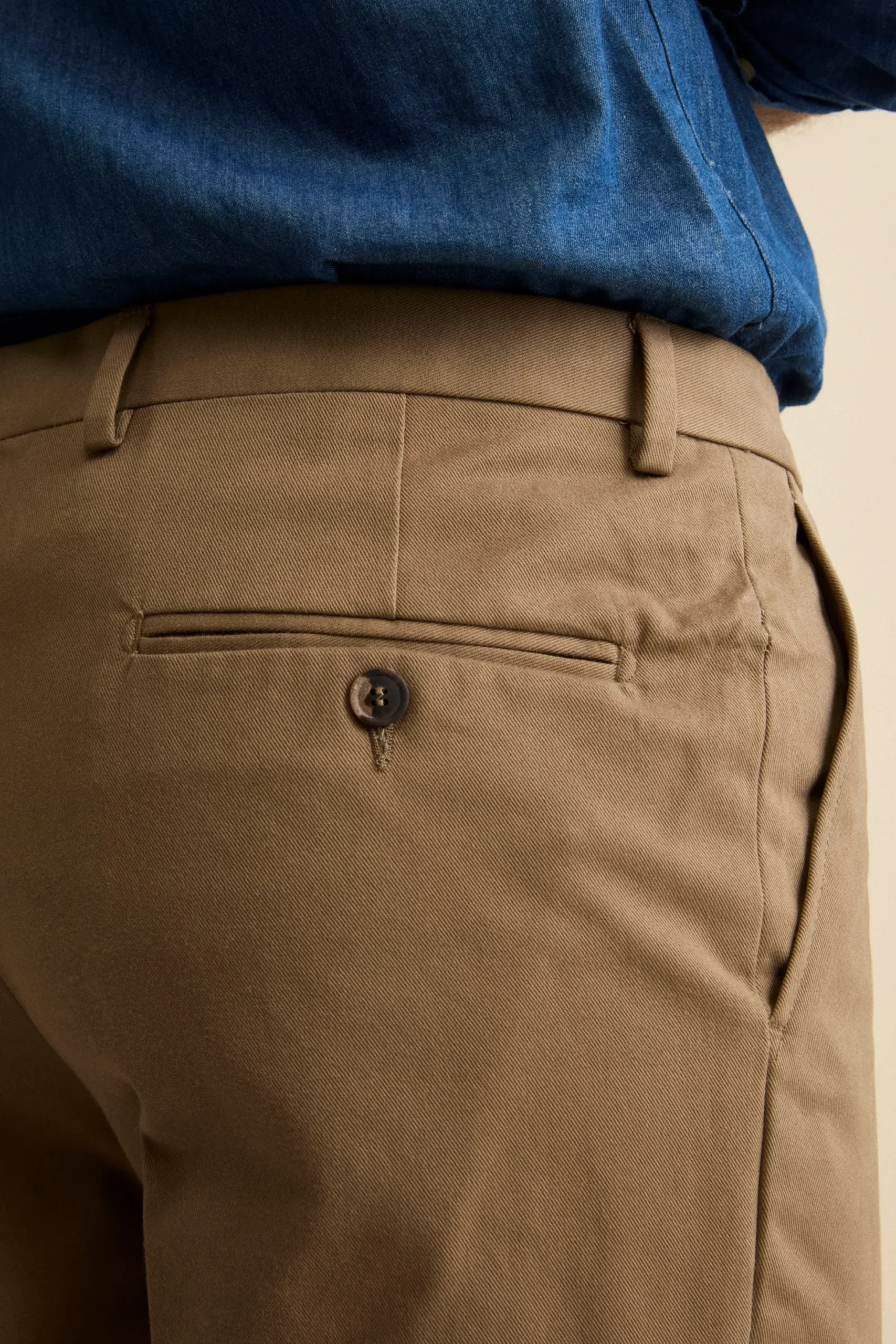 Pantalone Chino Regular Fit in Gabardina - BEIGE