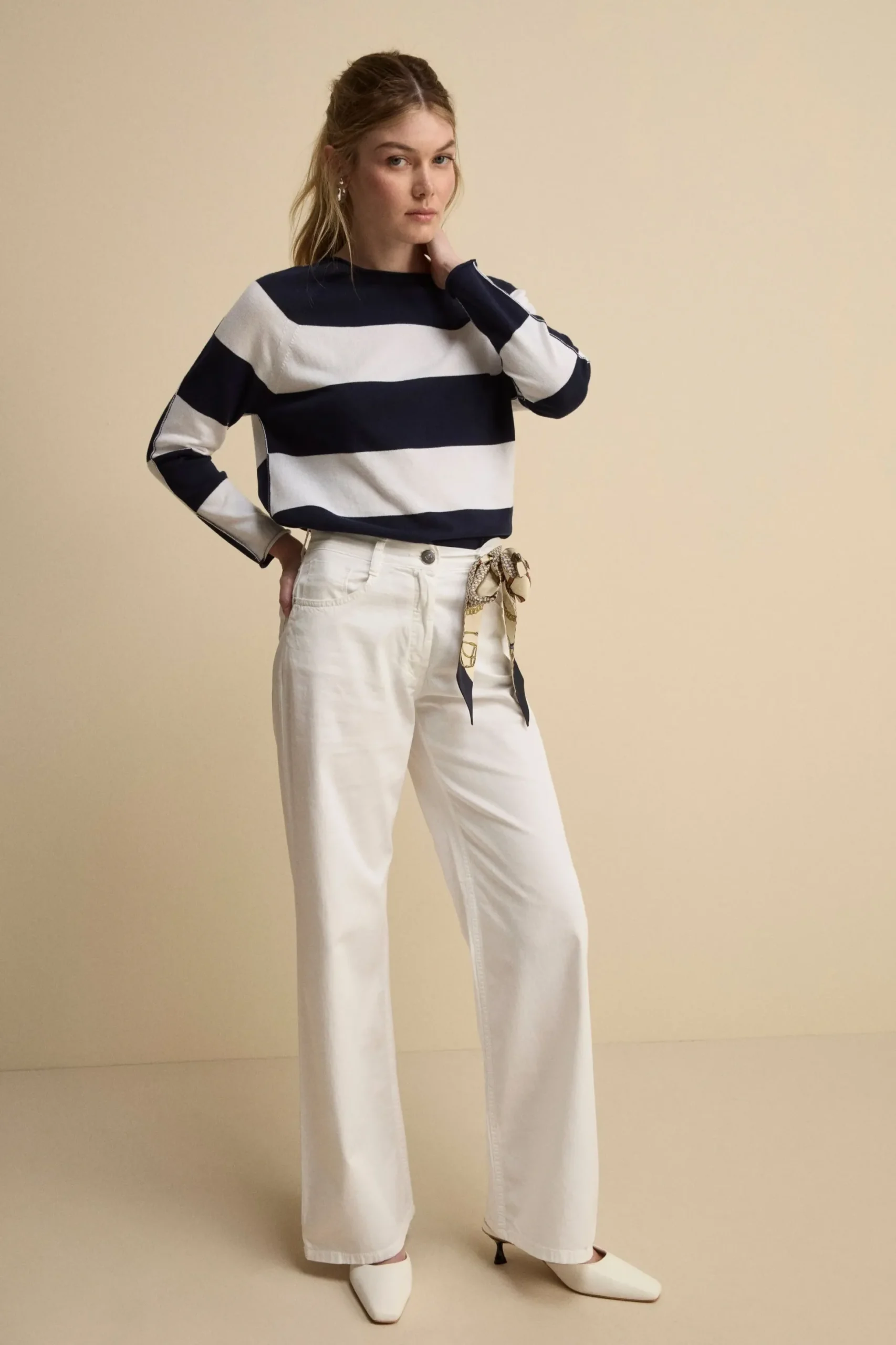 Pantalone Cinque Tasche a Gamba Larga - BIANCO