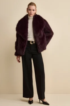 Pantalone con Pieghe a Palazzo in Misto Lana - NERO