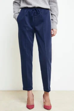 Pantalone Coulisse in Gabardina - BLU APERTO