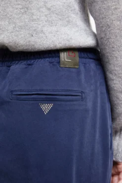 Pantalone Coulisse in Gabardina - BLU APERTO