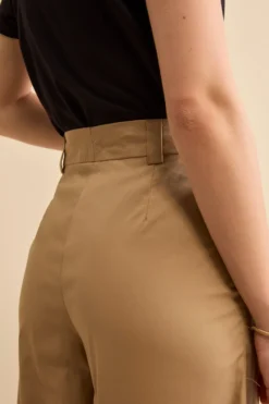 Pantalone Cropped a Palazzo in Tela - CAMMELLO