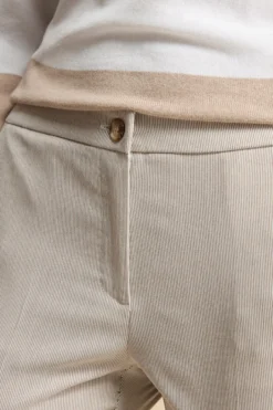 Pantalone Cropped in Bengalina - BEIGE RIGATO