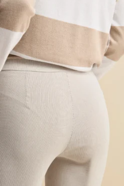 Pantalone Cropped in Bengalina - BEIGE RIGATO