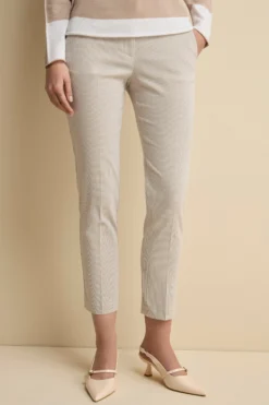 Pantalone Cropped in Bengalina - BEIGE RIGATO
