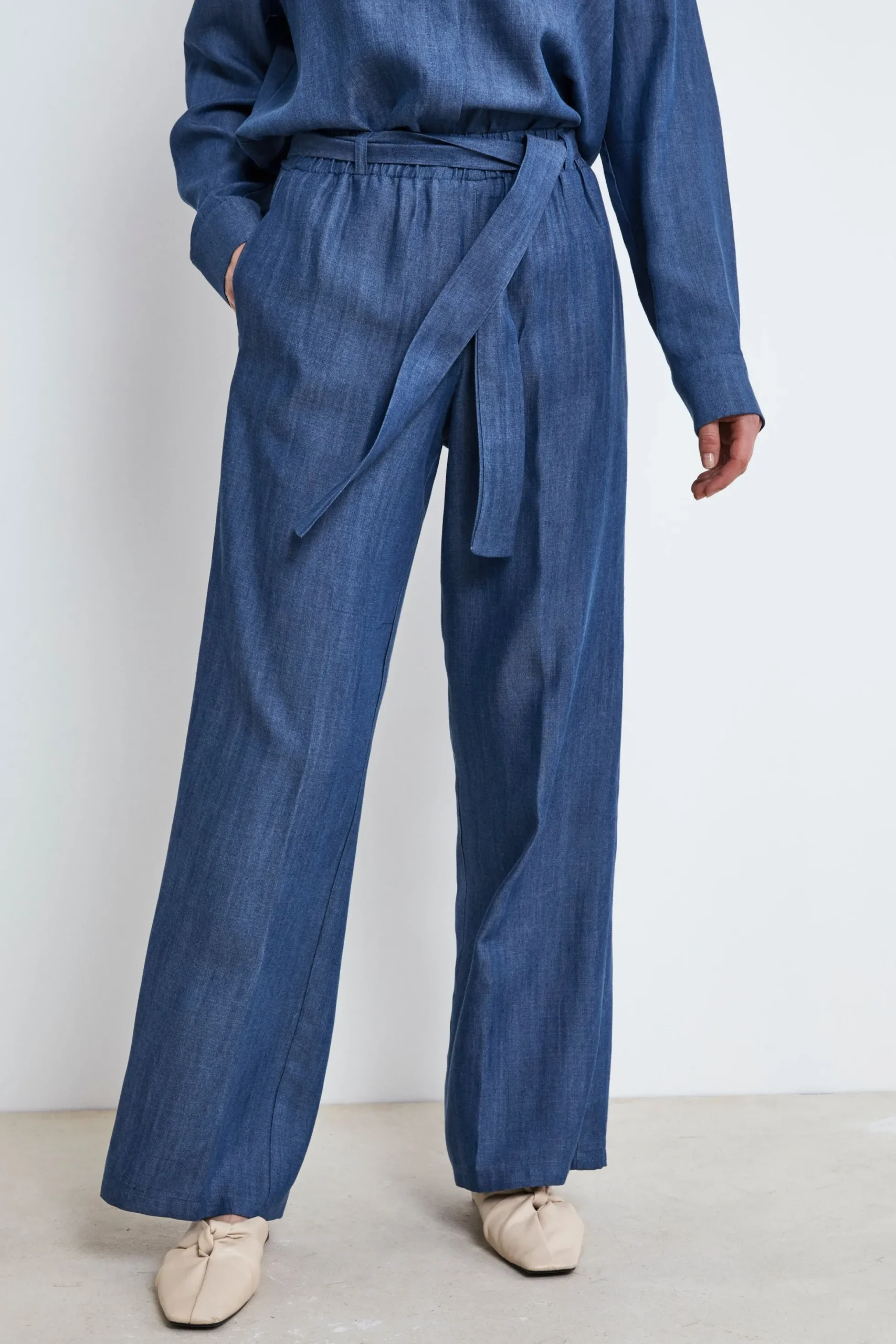 Pantalone Denim a Palazzo - BLU