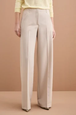 Pantalone Elegante a Palazzo con Piega - BEIGE