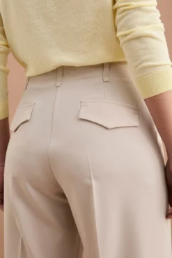 Pantalone Elegante a Palazzo con Piega - BEIGE