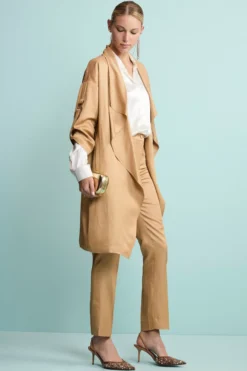 Pantalone Elegante a Sigaretta in Misto Lino - ORO