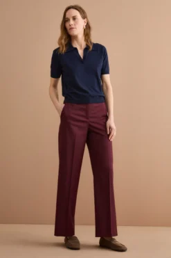 Pantalone Elegante con Gamba Larga in Lana Vergine - BORDEAUX