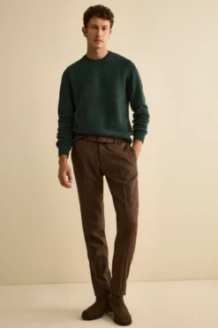 Pantalone Fantasia Slim Fit in Misto Lana - P/P CAMMELLO