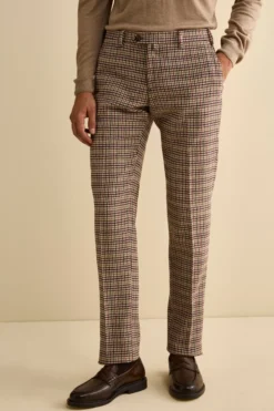 Pantalone Fantasia Slim Fit in Misto Lana - P/POULE BEIGE
