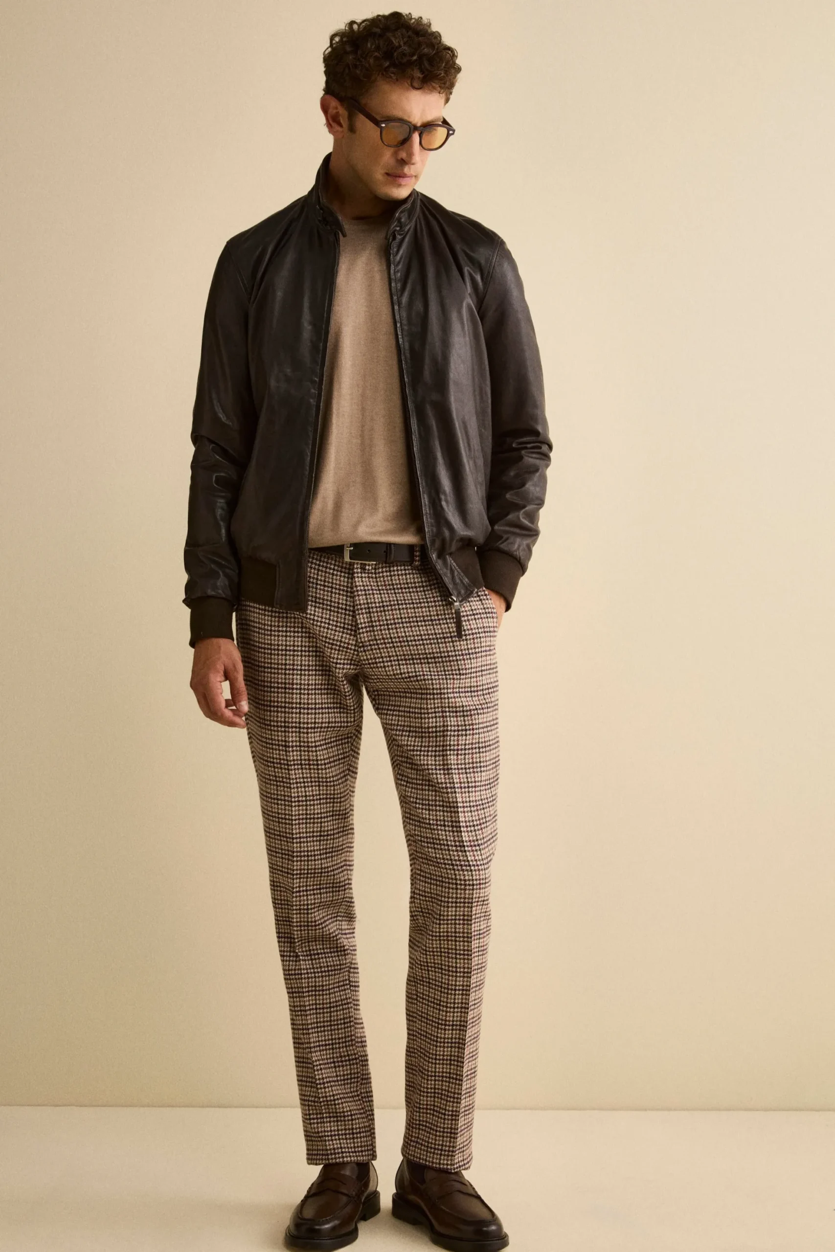 Pantalone Fantasia Slim Fit in Misto Lana - P/POULE BEIGE