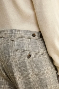 Pantalone Galles in Lana con Pinces e Risvolto - GRIGIO MELANGE