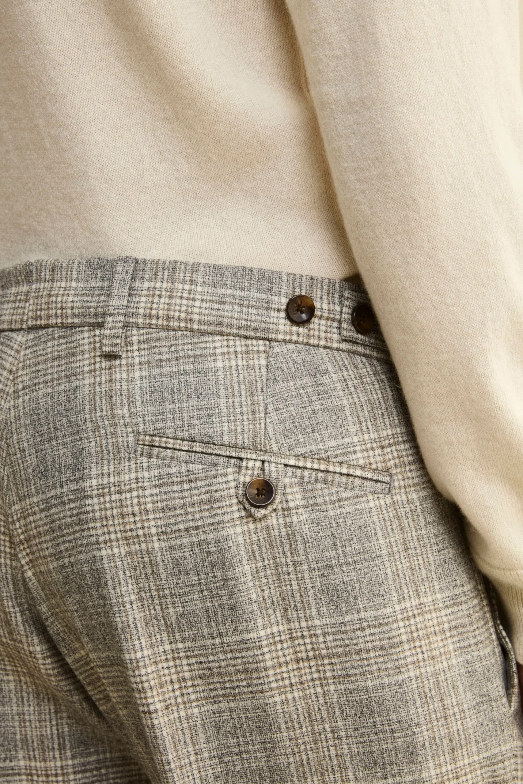 Pantalone Galles in Lana con Pinces e Risvolto - GRIGIO MELANGE
