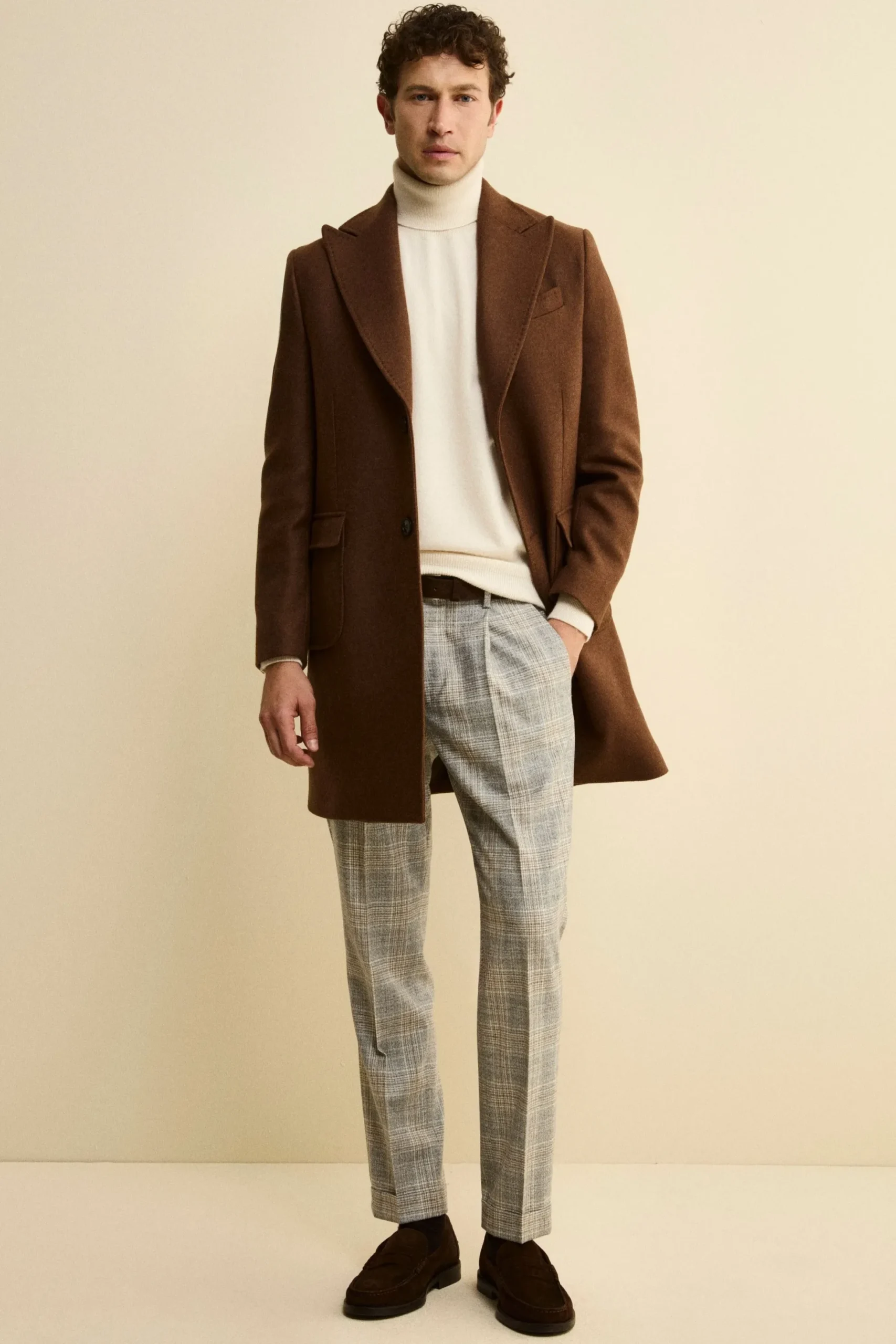 Pantalone Galles in Lana con Pinces e Risvolto - GRIGIO MELANGE