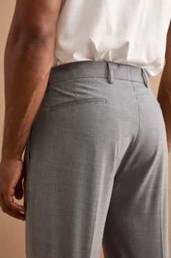 Pantalone Gamba Dritta con Pinces in Misto Lana - GRIGIO CHIARO