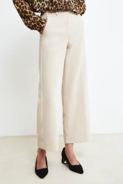 Pantalone Gamba Larga Donna - AVORIO