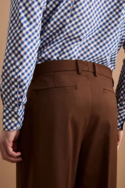 Pantalone Gamba Larga in Misto Lana con Piega - BRUCIATO