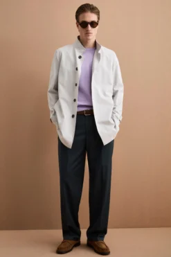 Pantalone Gamba Larga in Misto Lana con Piega - VERDE