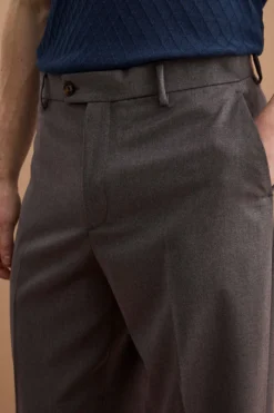 Pantalone Gamba Larga in Misto Lana con Piega - ANTRACITE