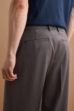 Pantalone Gamba Larga in Misto Lana con Piega - ANTRACITE