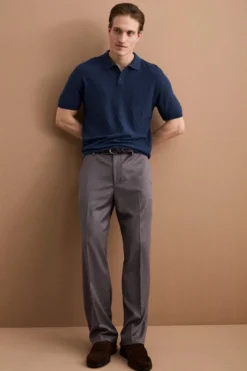 Pantalone Gamba Larga in Misto Lana con Piega - ANTRACITE