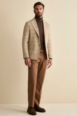 Pantalone Gamba Larga in Misto Lana con Pinces - CAMMELLO