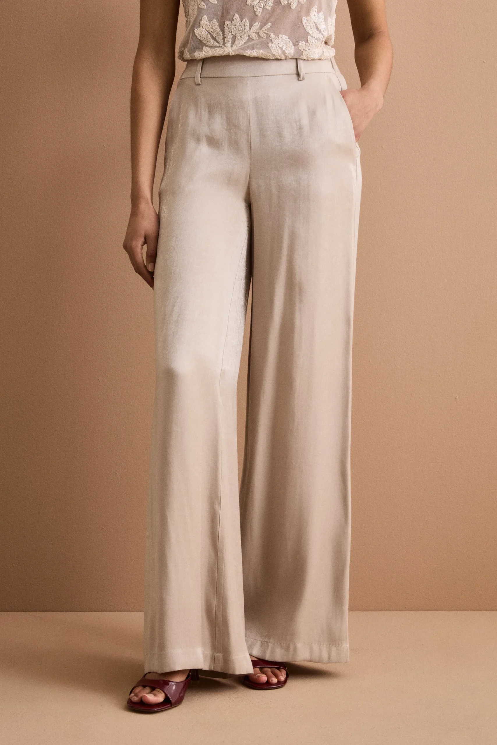 Pantalone Gamba Larga in Raso da Cerimonia con Lurex - CORDA