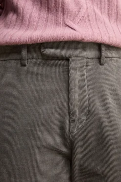 Pantalone Gamba Larga in Velluto a Coste - GRIGIO