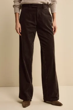Pantalone Gamba Larga in Velluto a Coste - MARRONE