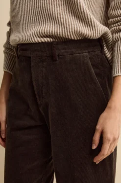 Pantalone Gamba Larga in Velluto a Coste - MARRONE