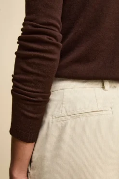 Pantalone Gamba Larga in Velluto a Coste - PANNA