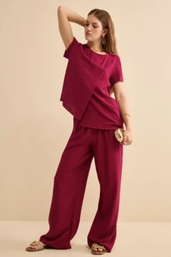 Pantalone Gaucho con Tasche - BORDEAUX