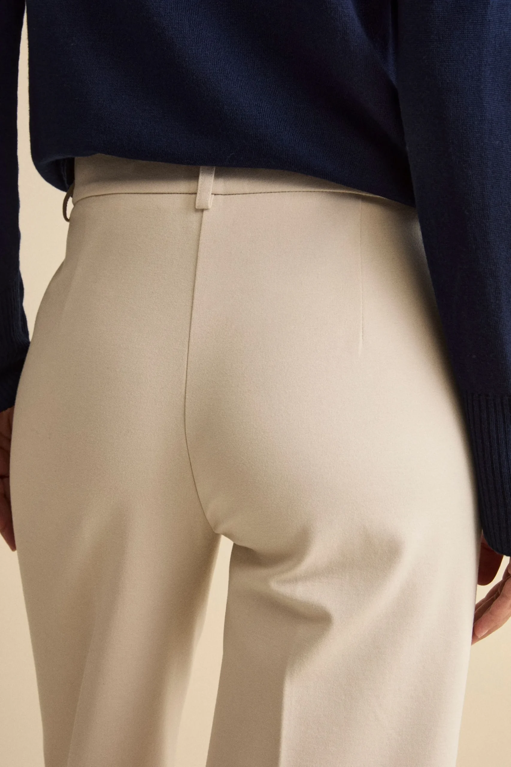 Pantalone Gaucho in Jersey con Pieghe - PANNA