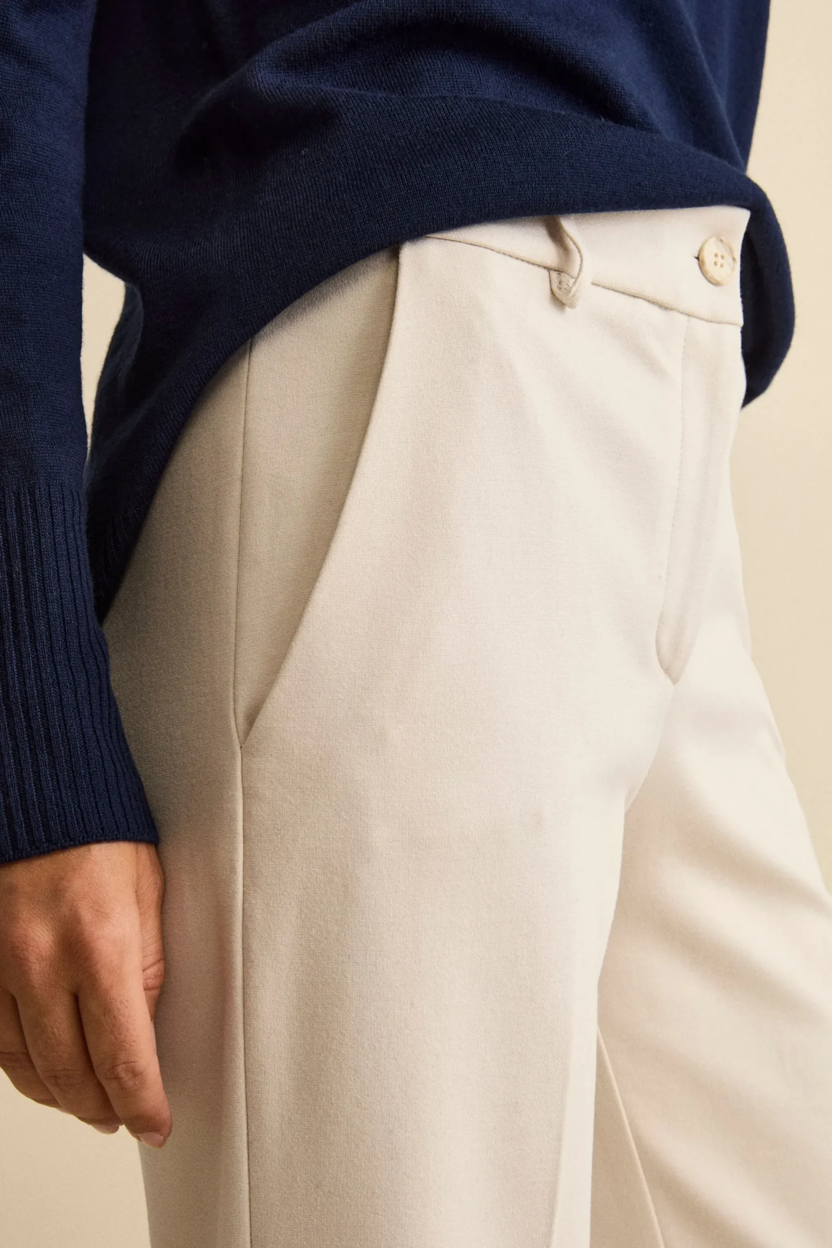 Pantalone Gaucho in Jersey con Pieghe - PANNA