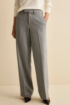 Pantalone Gessato a Gamba Larga - GRIGIO GESSATO
