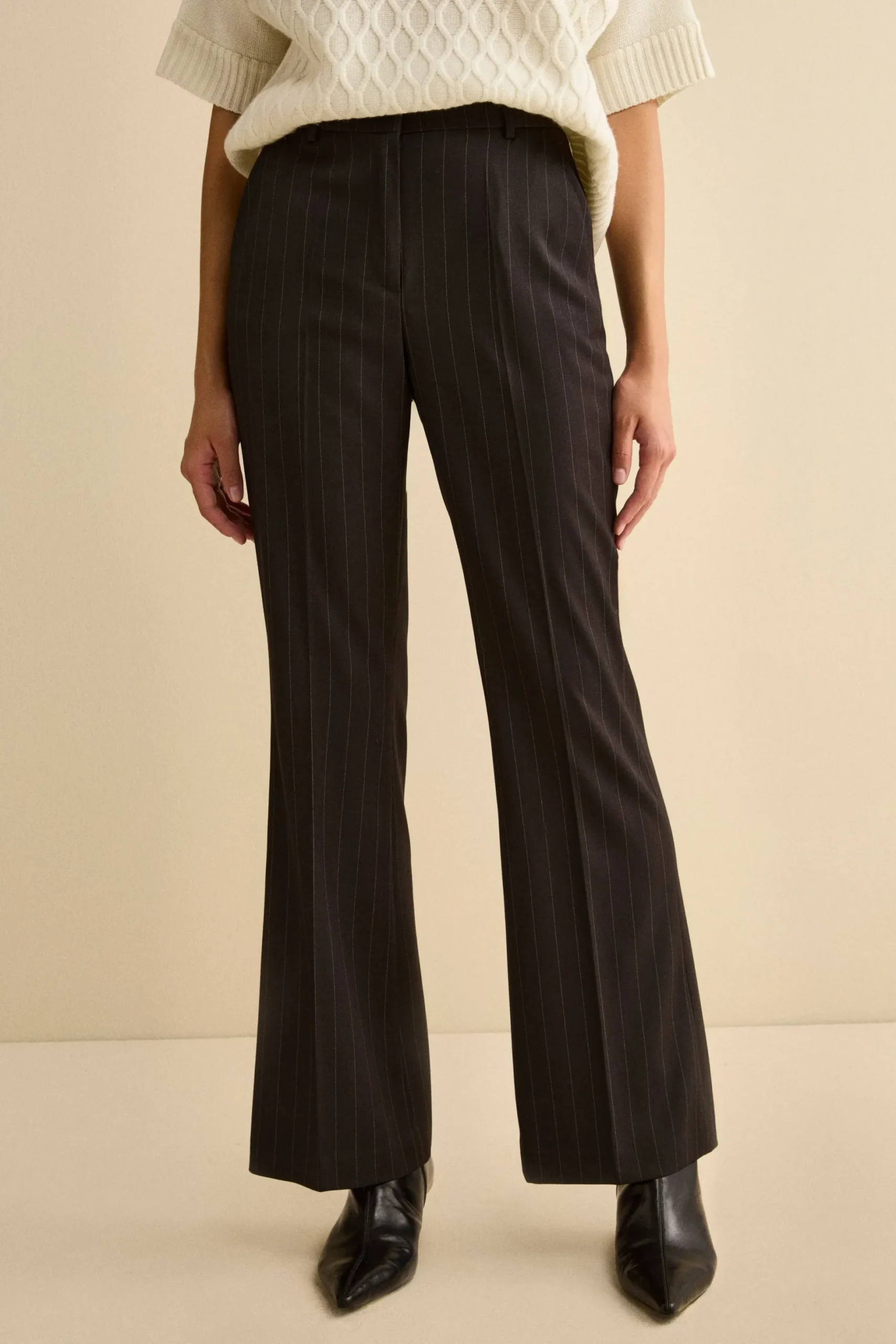 Pantalone Gessato a Zampa - GRIGIO GESSATO