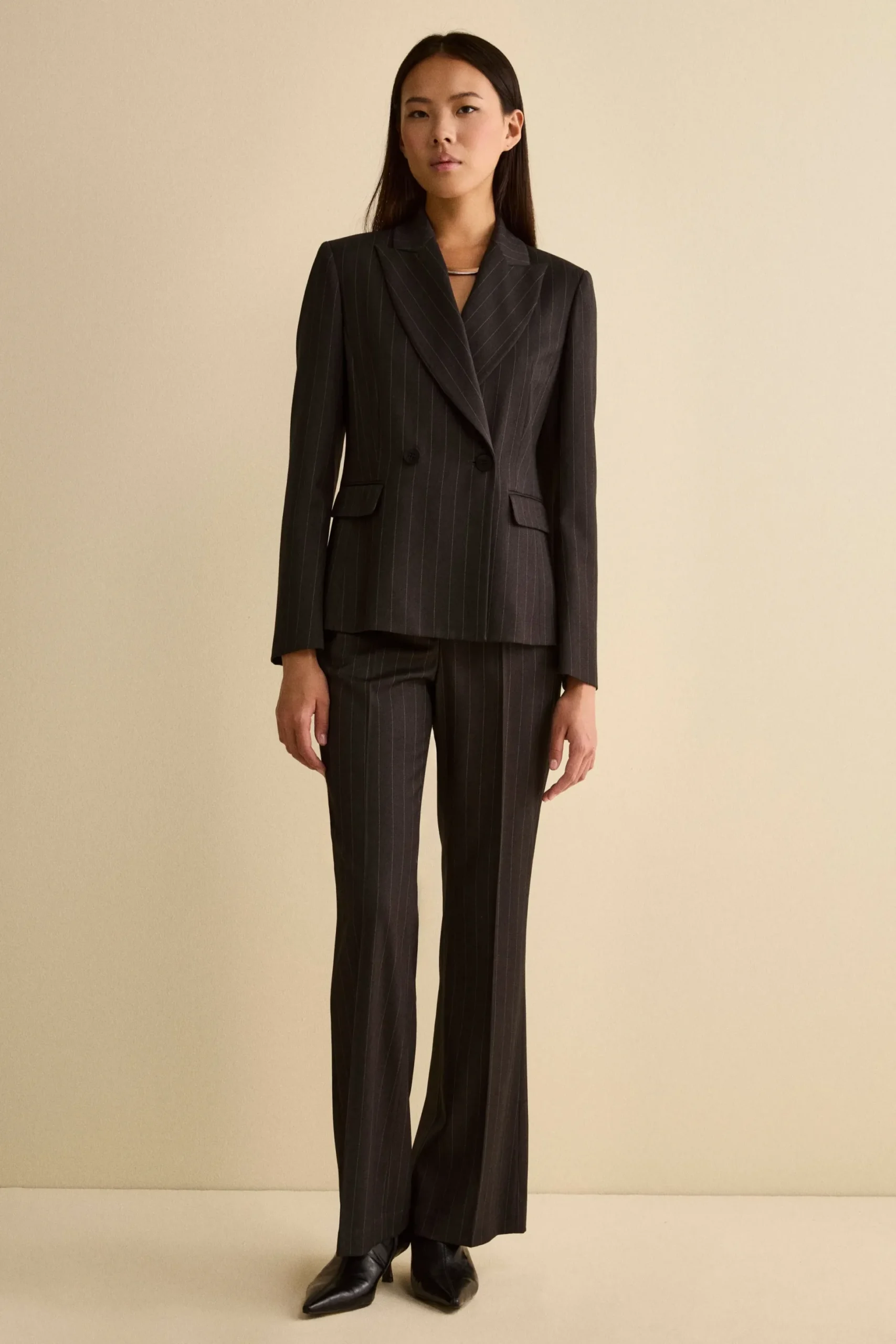 Pantalone Gessato a Zampa - GRIGIO GESSATO