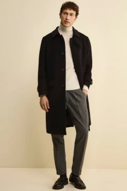 Pantalone Gessato con Coulisse in Misto Lana - GRIGIO MEDIO