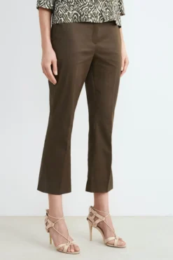 Pantalone in cotone mid-flare - KAKI