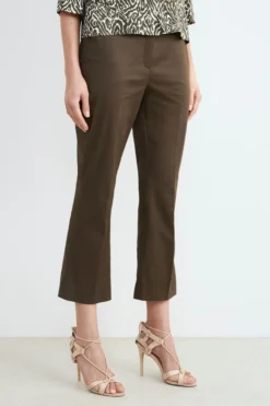 Pantalone in cotone mid-flare - KAKI