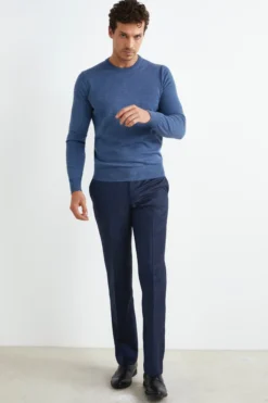 Pantalone in Lana Comfort Fit - BLU