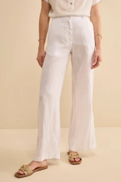 Pantalone in Lino a Gamba Larga - BIANCO