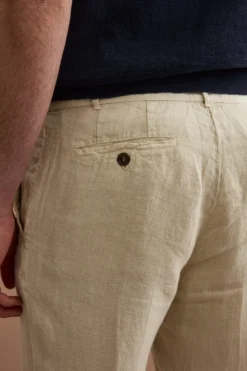 Pantalone in Lino a Sigaretta Regular Fit - SABBIA